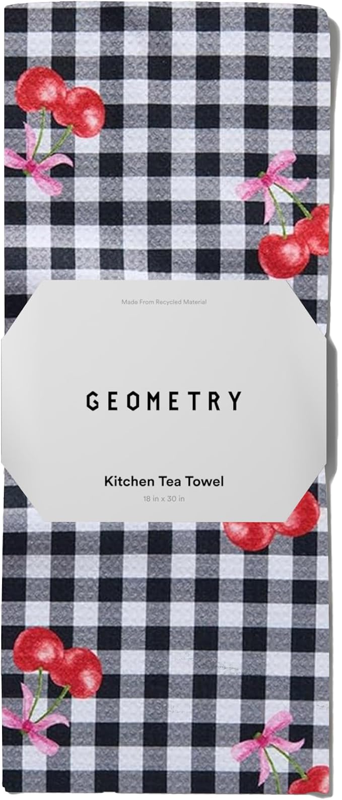 GEOMETRY Tea Towels – Spring & Summer Collection – Quick-Dry, Ultra-Absorbent, Reusable Microfiber Kitchen Towels for Drying & Cleaning (Cherry Bow, 1-Pack)