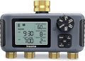 Insoma Water Timer with Brass Inlet & Outlet, 4 Independent Zones Outdoor Hose Timer for Garden Faucet with Auto/Manual/Rain Delay Mode, IPX5 Waterproof, Sprinkler Irrigation Controller for Yard Lawn