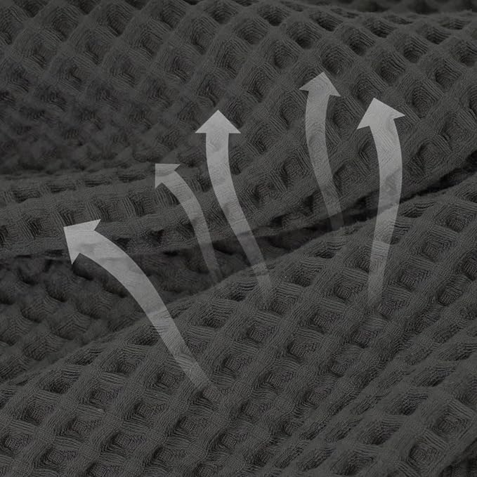 Jacquotha Waffle Bath Towels 2-Piece (Dark Grey) - Cotton, Soft, Quick Dry | 31” x 62” Large Bath Towel for Bathroom, Shower, Spa