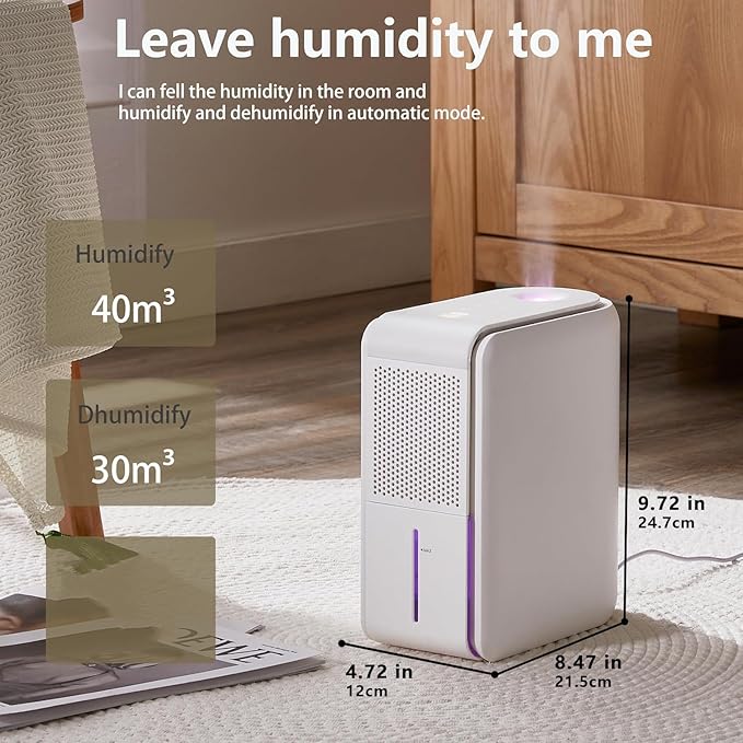 4 in1 Dehumidifier Humidifier Air Purifier with Aroma Diffuser Combo | Quiet Operation≤25db Automatic Humidity Control Replaceable Filter Combined Humidifying and Dehumidifying For Home Bedroom