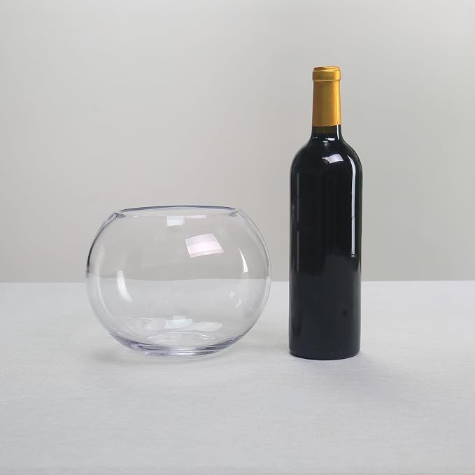 CYS EXCEL Glass Bubble Bowl (H-6" W-8", Approx. 3/4 Gal.) Small Fish Bowl Round Terrarium Vase Globe Flower Centerpiece for Weddings Events Arrangements