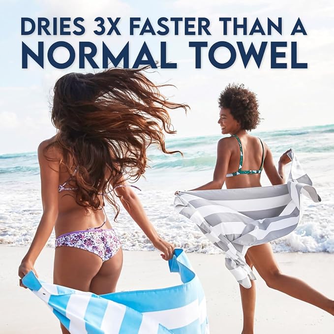 Dock & Bay Beach Towel - Quick Dry, Sand Free - Compact, Lightweight - 100% Recycled - Includes Bag - Cabana - Set of 6 - Large (160x90cm, 63x35)