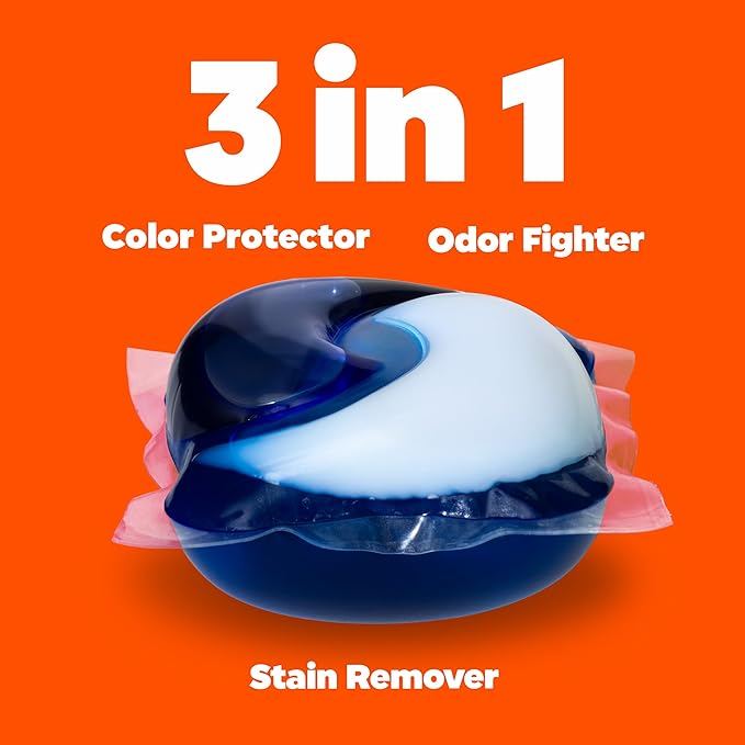 Tide PODS laundry detergent pacs, 3-in-1 Stain Remover, Odor Fighter, Color Protector, 42 Count, HE compatible, Original Scent
