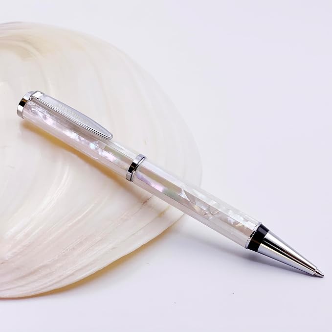 LACHIEVA LUX Mother of Pearl Ballpoint Pen, Elegant Executive Gift Set, Writing Pen for Men & Women, German P900M Refill, Pearl Radiance Collection