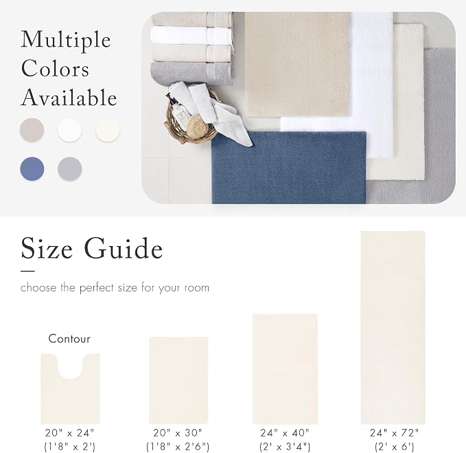 Madison Park Marshmallow Bathroom Rug Non Slip, Luxrurious Plush Bath Mat, Absorbent, Quick Dry, Spa Design Bath Room Décor, 2'x6', Cream
