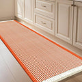IM HOME Waffle Bath Mat Orange & Cream 6'x2', Boho Woven Modern Bath Mat Rugs, Absorbent Non Slip Bathroom Rugs, Soft Washable Bath Rugs with Tassels for Bathroom, Bedroom, Kitchen, Shower, Tub