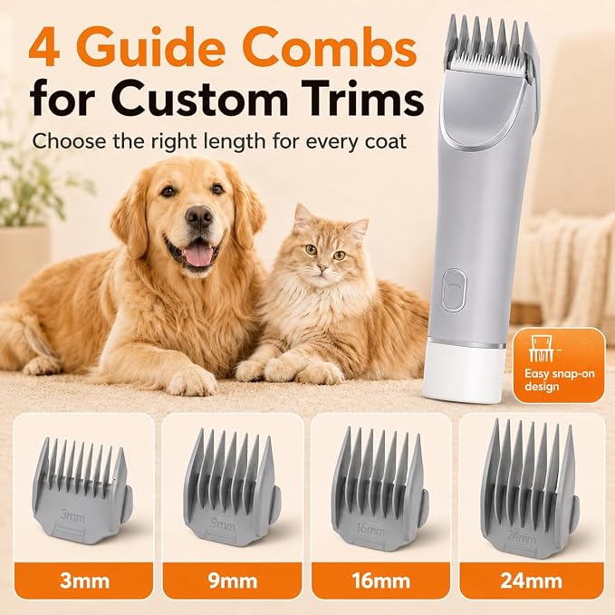 Dog Grooming Vacuum, 12000Pa Powerful with 1.5L Cup 7 in 1 Pet Electric Grooming Vacuum for with Hair Clipper & Shedding Brush, Low Noise, 3 Suction Levels for Thick Hair Cats & Dogs