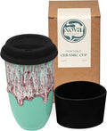 NOVA CERAMICS Travel Mug On the Go Coffee Tumbler Microwave & Dishwasher Safe Green Tumbler - Gifts For Women Men Him Her 16oz Nebula