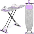 KINGBOARD Ironing Board, Compact Iron Board with Silicon Iron Mat, Heat Resistant Cover, 7 Height Adjustable, Foldable Ironing Board Wall Mount Hanger, 13x43 Grey