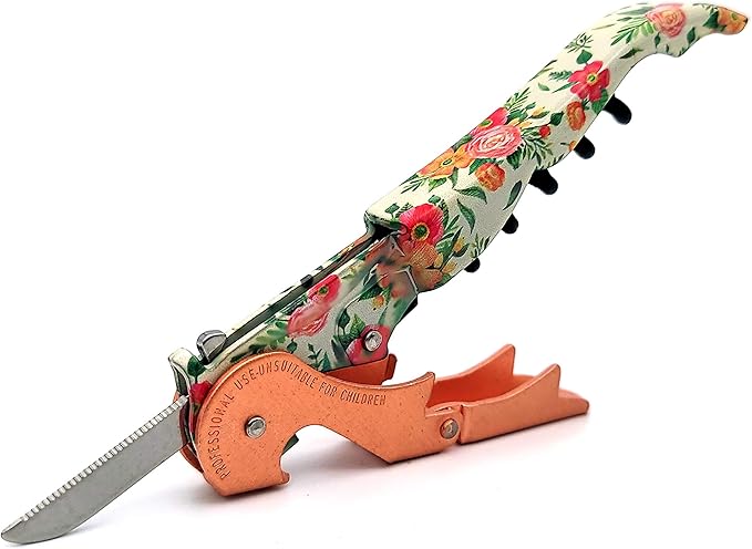 Pulltap's Genuine Collection Floral 900 Waiter's Corkscrew – Double-Hinged Wine Key with Sliding Foil Cutter – Patented Design – Made in Spain – Flower Color