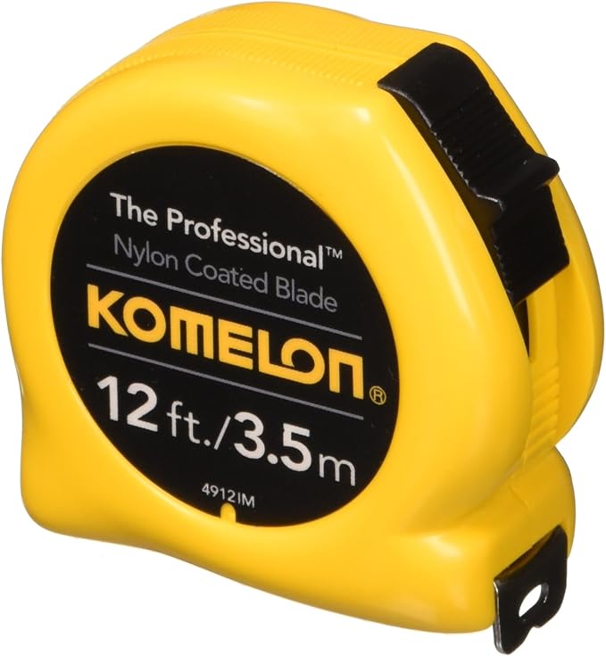 Komelon 4912IM The Professional 12-Foot Inch/Metric Scale Power Tape, Yellow, (Pack of 4)