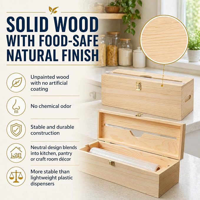 18 Inch Foil Dispenser with Cutter,Plastic Wrap Dispenser,Butcher Paper Holder,Kraft Freezer Wax Paper Roll Organizer for Countertop