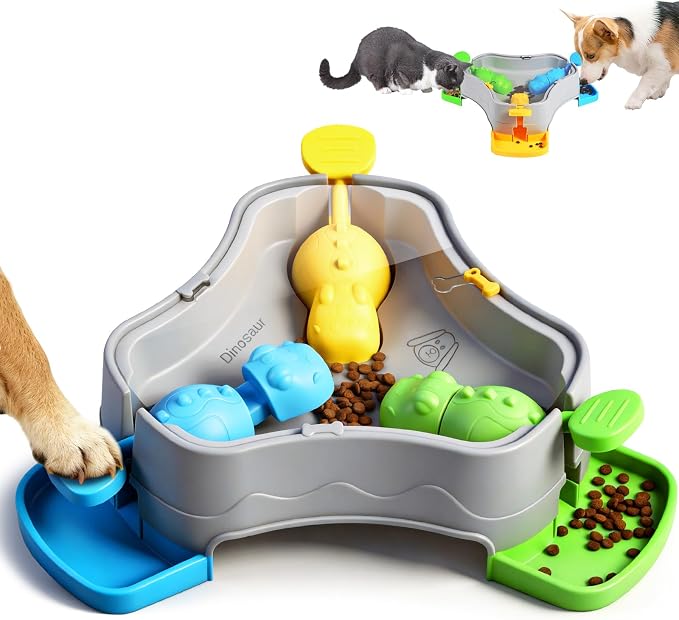 3 in 1 Dog Puzzle Interactive Slow Feeder Dog Bowls to Prevent Choking, Slow Feeder for IQ Training and Entertainment for All Breeds.Mental Stimulation Toy for Dog,Cats and Dogs Love