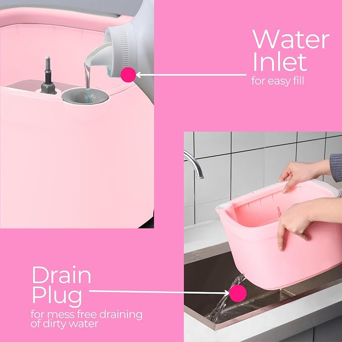 True & Tidy Pink Square Spin Mop and Bucket System, 2 Machine Washable Pads