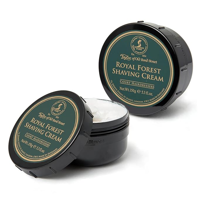 Taylor of Old Bond Street Royal Forest Fragrance Shaving Cream Bowl 150g (2-Pack) – Rich Lather for Traditional Shaving