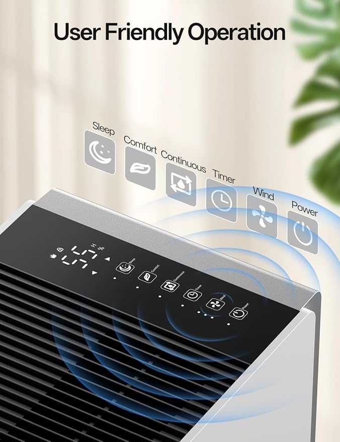 5500 Sq.Ft Energy Star 2025 Dehumidifier, Arecovas Max 105 Pint/Day Smart Compressor Dehumidifier with Drain Hose, Intelligent Humidity Control for Home Bathroom Garage Bedroom