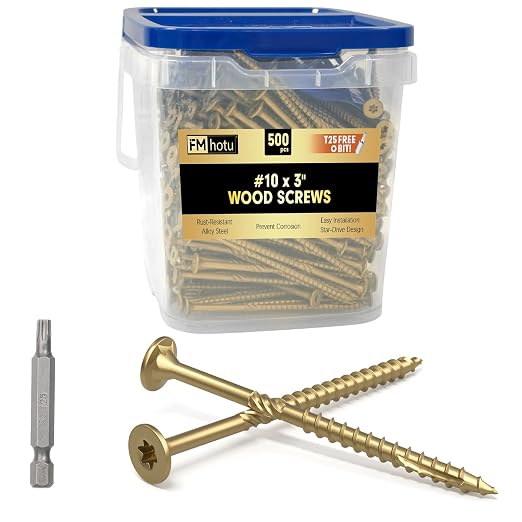 #10 x 3” Deck Screws, 500Pcs Star Drive Wood Screws | Rust Resistant Timber Screws for Timber/Log/Landscaping Wood, T25 Star Bit Included, Gold