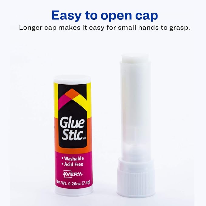 Avery Glue Stick Value Pack White, Washable, Nontoxic, 0.26 oz. Permanent Glue Stic, 144pk (00100)