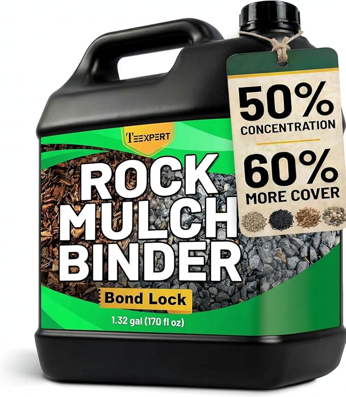 Teexpert Rock Glue for Landscaping: 170OZ Water-Based Formula Mulch Binder for Rocks & Mulch Gravel Pebbles, 100% Permeable Safe for Kids Plants Pets Fast-Drying Easy to Use for Holds 12 Months