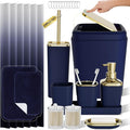 XLHOMO Bathroom Accessory Set - 24PCS Luxury Bathroom Accessories Set, Bathroom Sets with Shower Curtain and Rugs, Blue Bathroom Set with Trash Can, Toothbrush Holder & Soap Dispenser for Home Decor