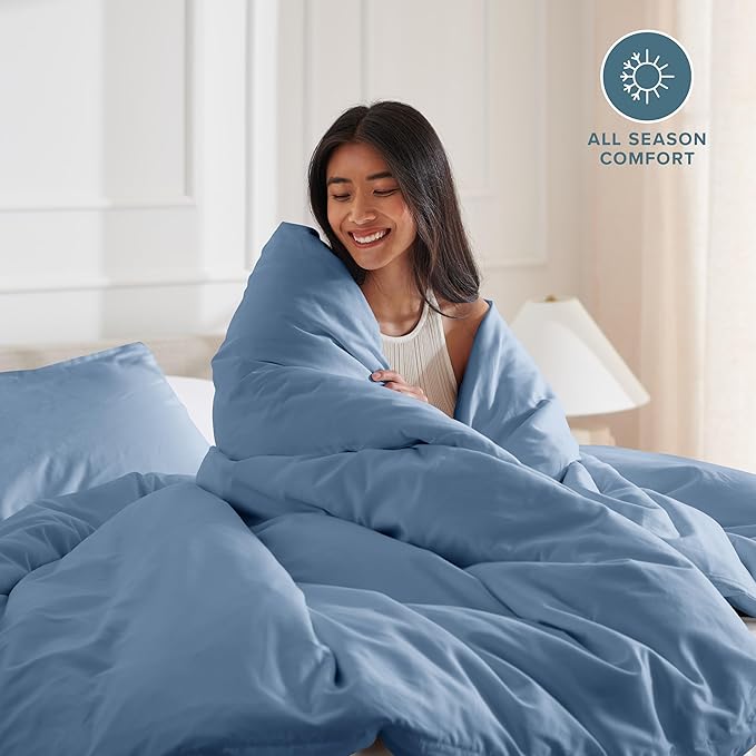 Bare Home Bedding Duvet Cover King Size - Premium 1800 Super Soft Collection - Lightweight, Cooling - Soft Breathable Bedding Duvet Cover (King, Coronet Blue)