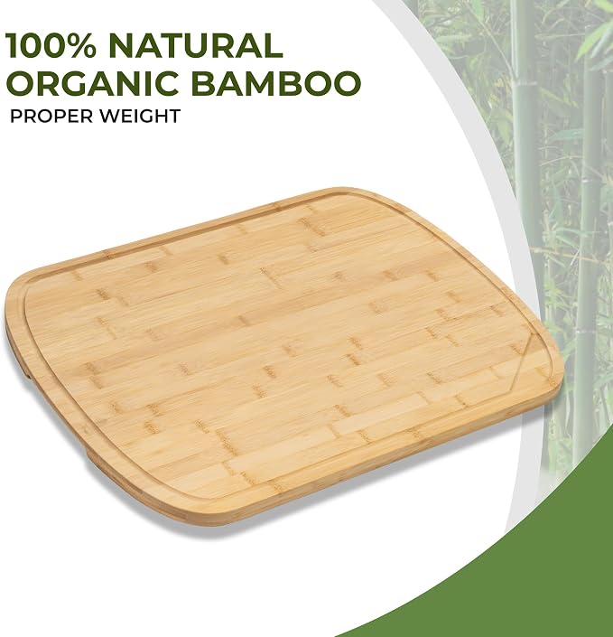 Marsmiles 30x22 Bamboo Cutting Board, Extra Large Wood Cutting Boards with Deep Juice Grooves & Back Inner Handle, Butcher Block Chopping Board with Juice Groove, Large Charcuterie Board- Natural