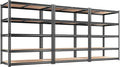 REIBII 3 Pack Garage Shelving,5 Tier Heavy Duty Metal Racks for Warehouse | 2400 lb per unit,36"W x 16"D x 72"H,adjustable split design,rolled-edge posts,for basement,pantry,workshop and stockroom