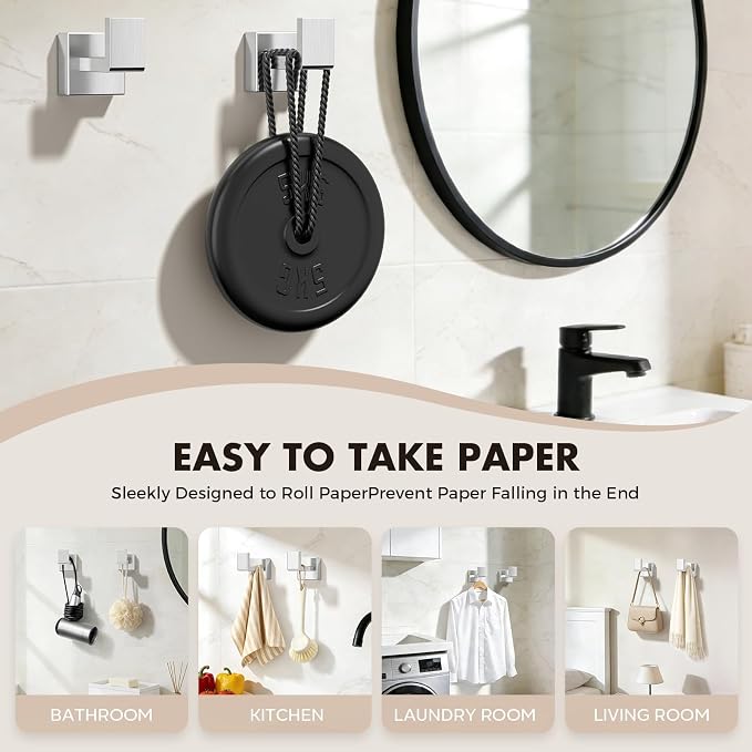 Bathroom Accessory Towel Bar Set: 5 Pieces Brushed Nickel Square Bathroom Hardware SUS304 Stainless Steel - 24 Inch Wall Mounted Towel Rack&Toilet Paper Holder&Towel Ring and Towel Hook