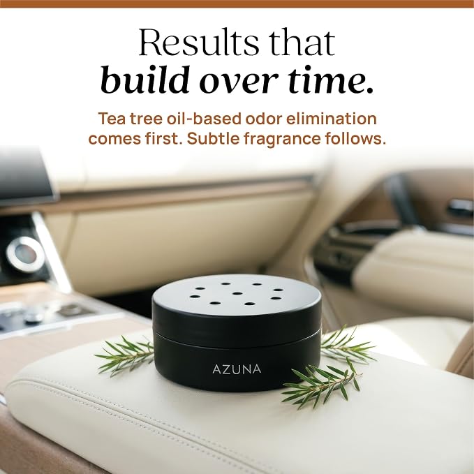 Azuna Car Air Freshener & Auto Odor Eliminator Pods Trio | Spanish Leather | Plant Powered by 100% Australian Tea Tree Oil | Long Lasting and No harsh chemicals | Made in USA | 3 Pack of 2oz Pods