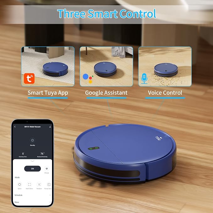 Robot Vacuum and Mop Combo, 2 in 1 Robot Mop and Vacuum, Robotic Vacuum Cleaner with WiFi/App, 2000Pa Suction, 230ML Water Tank, Self-Charging, Slim, Ideal for Hard Floor, Low Pile Carpet, Pet Hair