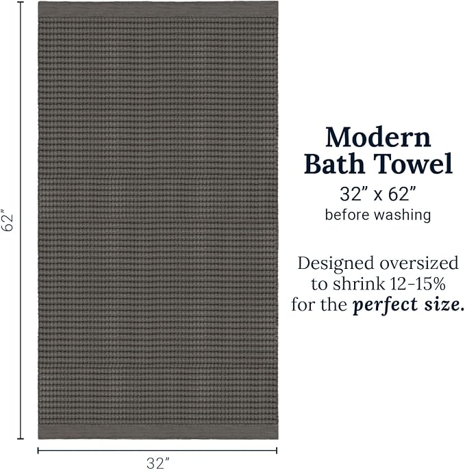 GILDEN TREE Waffle Towels for Bathroom Luxury 100% Cotton Bath Towels, Quick Dry Towel, Thin Super Absorbent Lint Free Shower Towels, Bath Towels Set of 2, Modern Style (Stone)