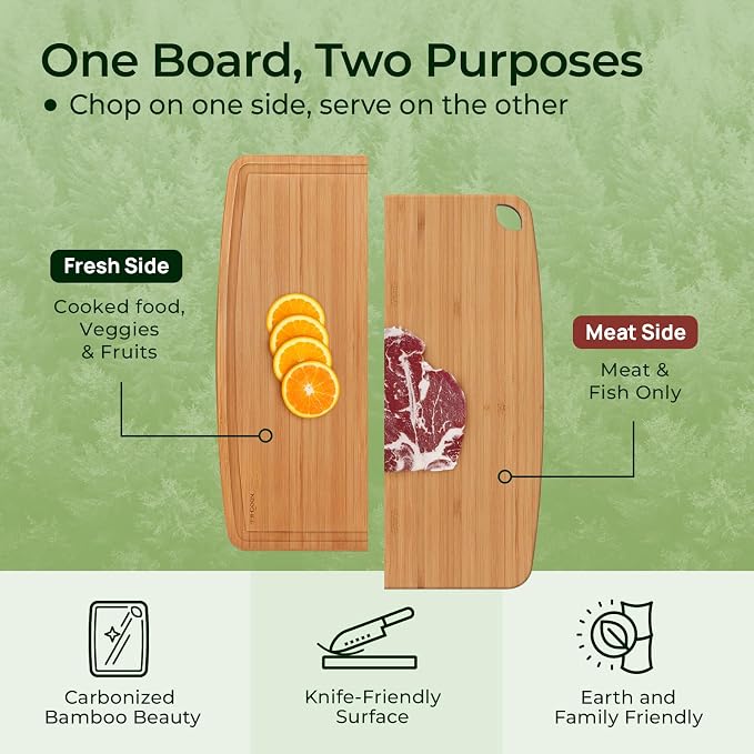 Keechee Dishwasher Safe Bamboo Cutting Boards 15.4x11.7in Heat-Resistant Chopping & Charcuterie Board with Juice Groove, Durable Lightweight Kitchen Essentials for Meat, Vegetables, Easy Clean