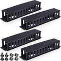 Taiyin 4 Pcs 2u 19 Inch Horizontal Cable Management Panel, 12 Slot Rack Cable Organizer with Removable Cover for Server & Network Rack