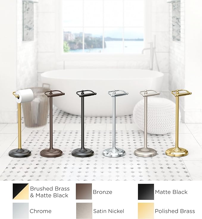 Gatco 1436SN Pedestal Toilet Paper Holder, Satin Nickel
