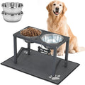 Elevated Dog Bowls, Metal Raised Dog Bowl Stand with 2 Thick 58oz Stainless Steel Food Bowls & Non-Slip Mat - 11.8" Tall for Medium/Large Breeds(Grey)