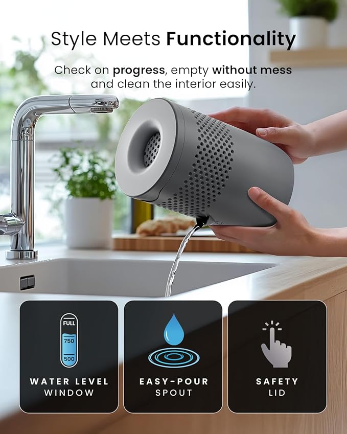 Pro Breeze Osmo® Dehumidifier, Silent & Refillable Moisture Absorber for Home, Bedroom, Wardrobe and Bathroom,1.54lb Refillable Tablet, Grey