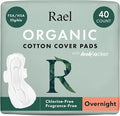 Rael Pads for Women, Organic Cotton Cover - Period Pads with Wings, Feminine Care, Sanitary Napkins, Heavy Absorbency, Unscented, Ultra Thin (Overnight, 40 Count)