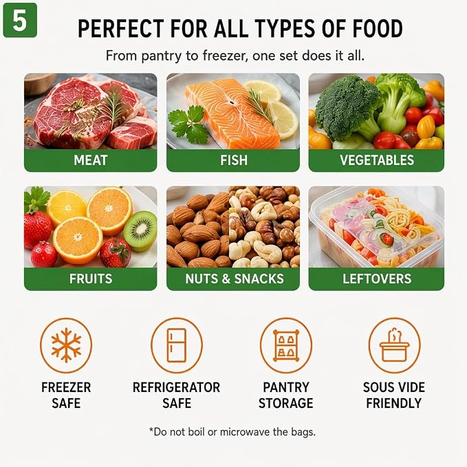 Vacuum Sealer Bags for Food, 40 Count Reusable Food Storage Bags with Air Valve, 20 Small +Medium ，Double-Zipper Bags for Meal Prep, Freezer Storage & Food Organization