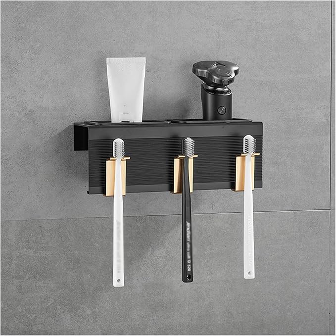 Toothbrush Rack Modern Light Luxury Wall Mounted Toothbrush Holder for Razor Holder Bathroom Storage Toothbrush Holder Makeup Holder Bathroom Toothbrush Holder(B)
