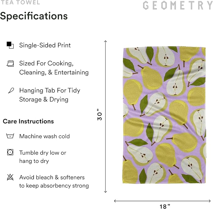GEOMETRY Spring Kitchen Towels - Quick Dry Microfiber Cloth Spring & Summer Dish Towels for Kitchen Drying - Premium Quick Dry Towel - Pear Slices, 18" x 30" - 1-Pack
