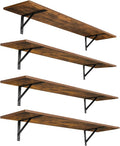DINZI LVJ Long Wall Shelves, Set of 4, 55.1Inch Wall Mounted Shelves, Extra Large Floating Storage Ledges with Sturdy Metal Brackets for Living Room, Laundry, Garage, Closet, Rustic Brown