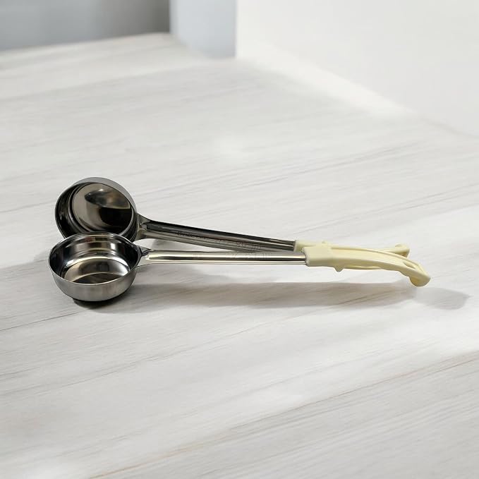 3 oz Solid Stainless Steel Portion Control Ladle Spoon | Commercial-Grade Spoodle for Portioning & Serving - Soups, Sauces & Buffet Service. Color-Coded by Size. Dishwasher Safe.