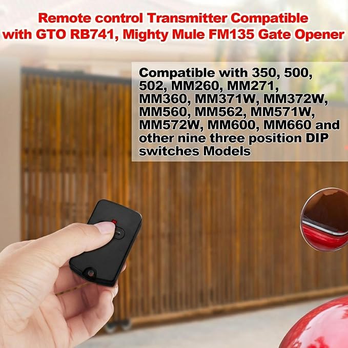 Kingdder 8 Pcs Gate Opener Remote Compatible with Mighty Mule RB741 Gate Control Remote Works Compatible with GTO RB741/FM135 Transmitter Control Single Button Garage Door Controller Replacement