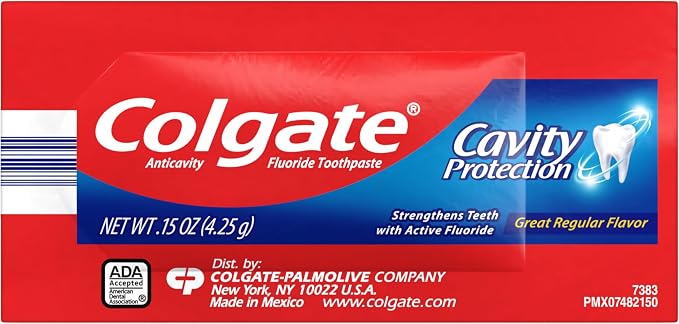Colgate Cavity Protection Toothpaste with Fluoride, Great Regular Flavor, Travel Size Toothpaste, 0.15 Ounce Sachet, 1000 Pack