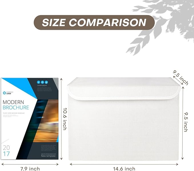 Bagnizer Large 22 Quart Linen Fabric Foldable Storage Bin Cube Organizer Basket with Flip-Top Lid & Handles, Clothes Blanket Box for Home, Office, Closet, White, 4 Pack 14.6 x 9.5 x 9.5”
