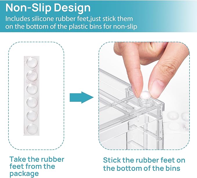 Vtopmart 4 Pack Clear Stackable Storage Drawers,Under Sink and Kitchen Organizers Storage,Easy to Assemble Plastic Drawers for Baby Bottle,Medicine, Bathroom,Cabinet and Pantry Organization