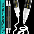 ARTISTRO 2 White Dual-Tip Fabric Markers Decorating Kit Permanent for Cloth | Brush & Fine Tip, Acrylic Paint Pens for Sneakers, Bags, Shoes, Textiles, Canvas, Sewing, Craft, & DIY