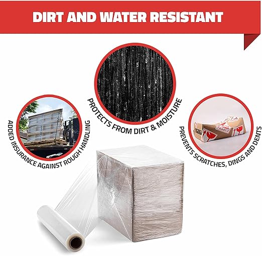 Stretch Wrap with Handle Industrial Strength 4 Pack 11" x 1000 Ft 60 Gauge Thick Shrink Wrap Roll for Moving Supplies, Furniture, Pallets, Plastic Wrap for Packing, Heavy Duty Stretch Film