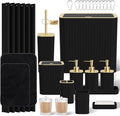Bathroom Accessory Set - Bathroom Set, 27PC Bathroom Accessories Set, Black Bathroom Sets with Shower Curtain and Rugs, Mini Trash Can, Toilet Brush, Trash Can & Soap Dispenser