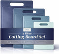 COOK WITH COLOR Non-Slip Cutting Board Set – Kitchen Essentials with Easy Grip Handle for Meat, Veggies, and Fruits, 4 Cutting Boards, Blue-New